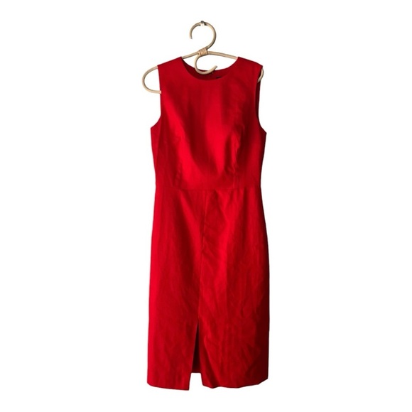 J. Crew Palermo Vintage Red High-neck sheath dress stretch linen Size 6Tall NEW - Picture 3 of 15
